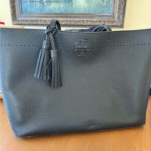 Tory Burch Black Pebbled Leather Tote